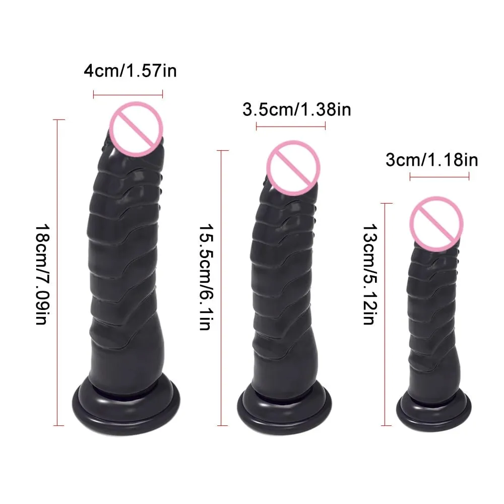 Realistico vibratore nero con forte base a ventosa, morbido giocattolo sessuale per pene per donne e uomini, giocattolo adulto vaginale anale a mani libere in M — image 4
