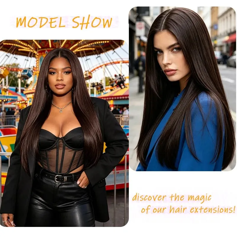 22 Inch U Shape One Piece Hair Extensions Long Layered Inward Curly Synthetic Wig Invisible Seamless Hairpiece For Women Daily W