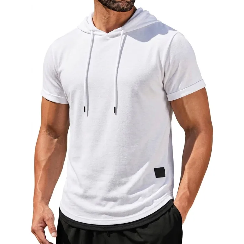 Summer Short Sleeve Hoodie Man Casual Thin T-Shirts Lightweight Pullover Hoodies Breathable Sweatshirt Korean Streetwear Gym Man — image 5