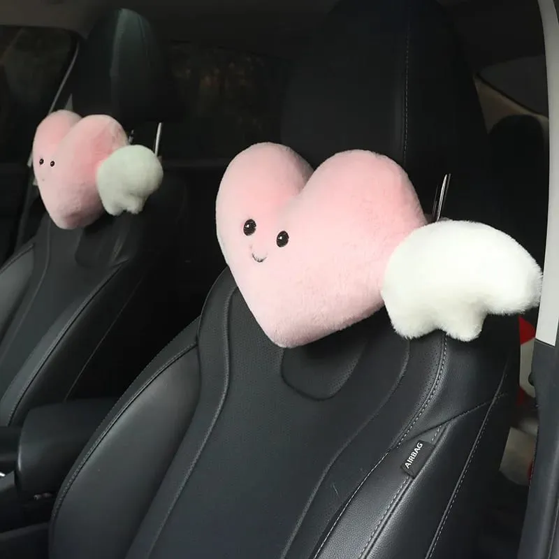 Cute Angel Heart Plush Pillow with Wings Soft Fluffy Love Heart Stuffed Cushion Car Sofa Home Decor Valentine Creative Gift — image 7