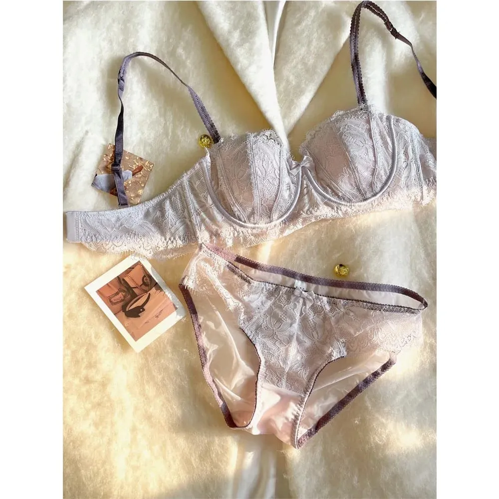 French Half Cup Rabbit Ear Bra Set Hot Sale Strapless Non‑Slip Minimizer Side Support Anti‑Sag 32‑38 Women Lingerie — image 2