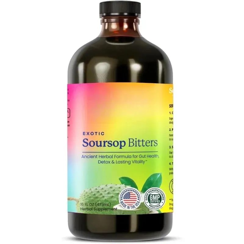 Exotic Soursop Bitters Herbal Wellness Supplement Plant Based Formula 16 Fl Oz (473ml)