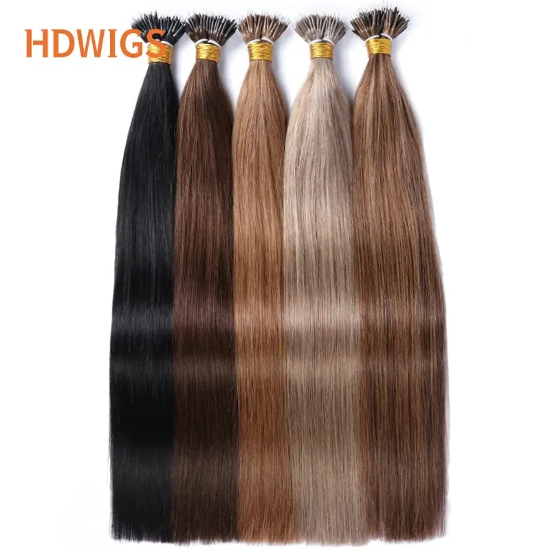 Nanoring Hair Extension Straight High Quality Real Human Hair Extensions for Women Micro Ring Link Hair Extensions Human Hair — image 2