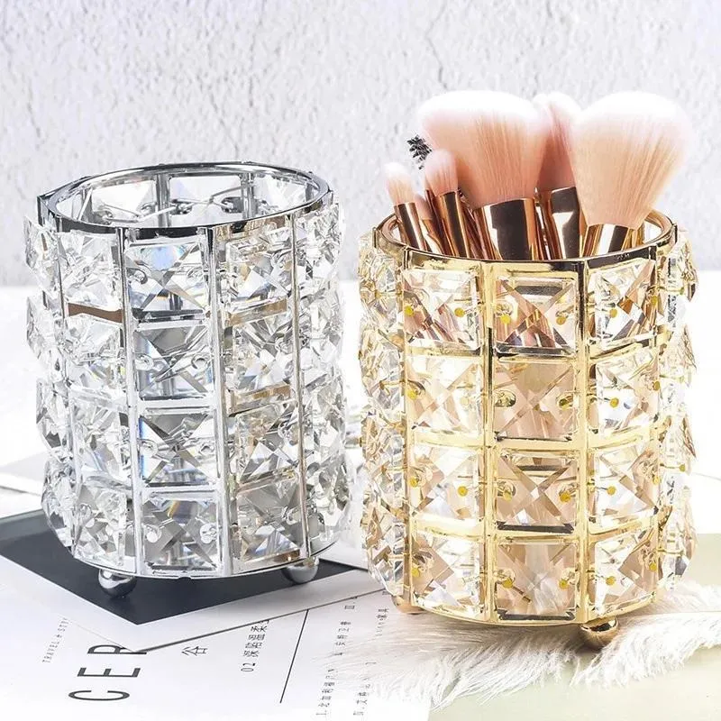 New Crystal Storage Cup Makeup Brush Eyebrow Pencil Storage Bottle Jewelry Storage Container European Cosmetics Storage Box — image 6