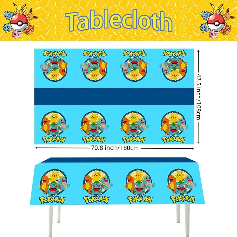 Nappe Pokemon jetable, décoration d'anniversaire, couverture de table Pikachu, cadeaux d'anniversaire pour enfants, fournitures de réception-cadeau pour bébé, 1/10 pièces — image 3