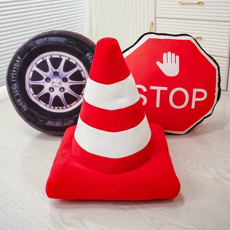 40cm Traffic Light Series Pillow Stop Traffic Light Roadblock Tire Creative Plush Toys Suitable For Home Kids Boys Favor Gifts — image 3