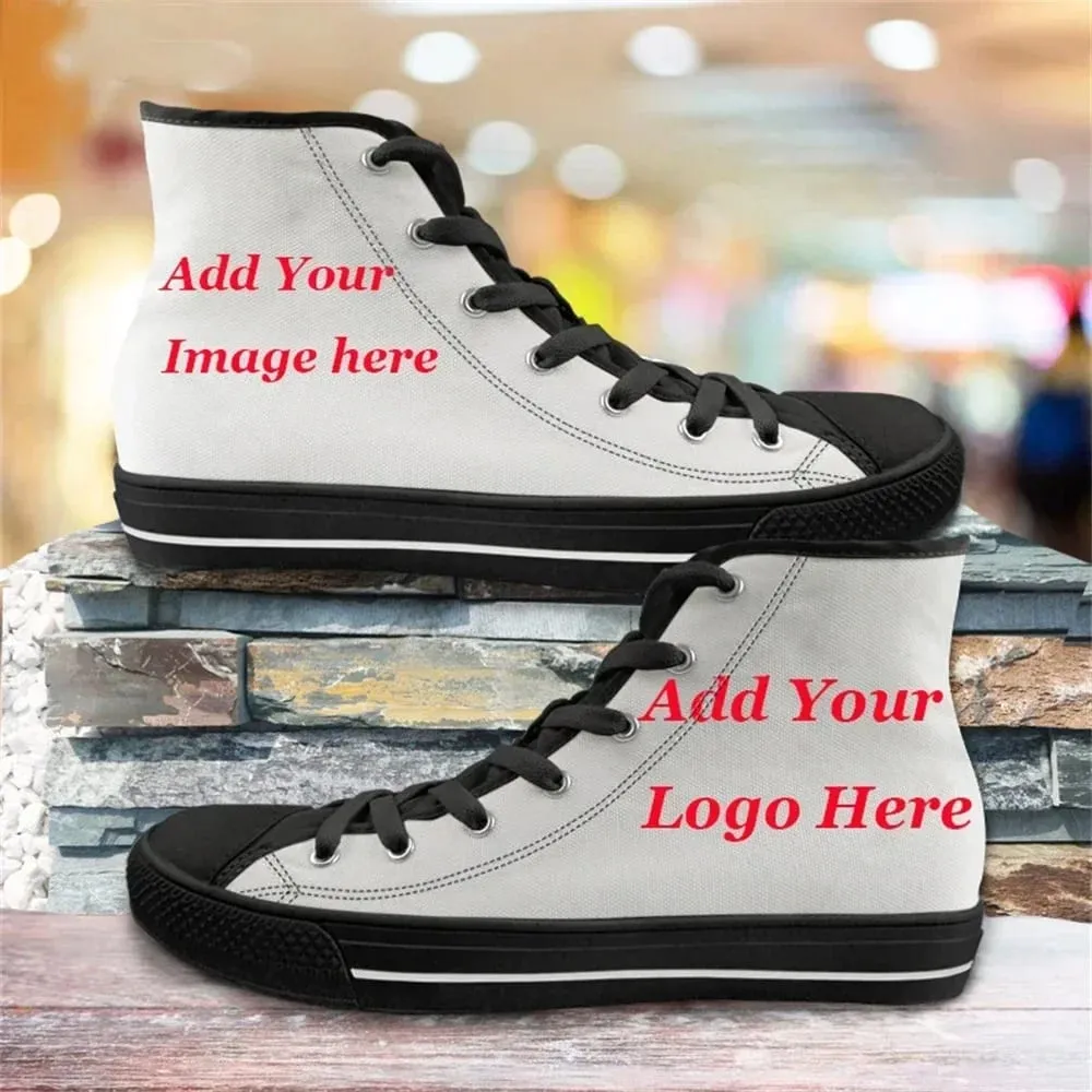 Custom Your Logo Image Text Name Pinted Shoes For Unisex High Top Canvas Shoes Women Free Dropshipping Ladies Sneakers — image 9