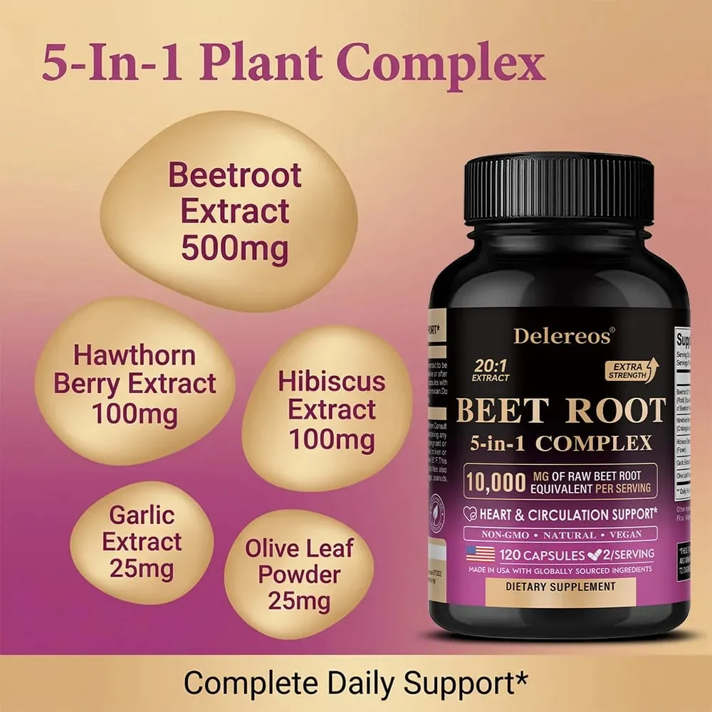Organic Beetroot Extract Capsules 500mg Supports Blood Circulation & Heart Wellness Blood Flow Improves Immunity — image 5