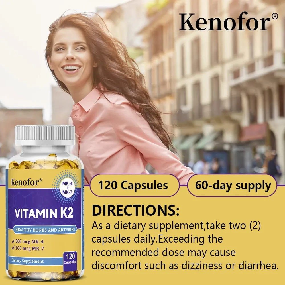Vitamin K2 Capsules - MK-4 & MK-7 Support Calcium Metabolism Bone Teeth Joint & Cardiovascular Wellness Daily Immune Balance — image 3