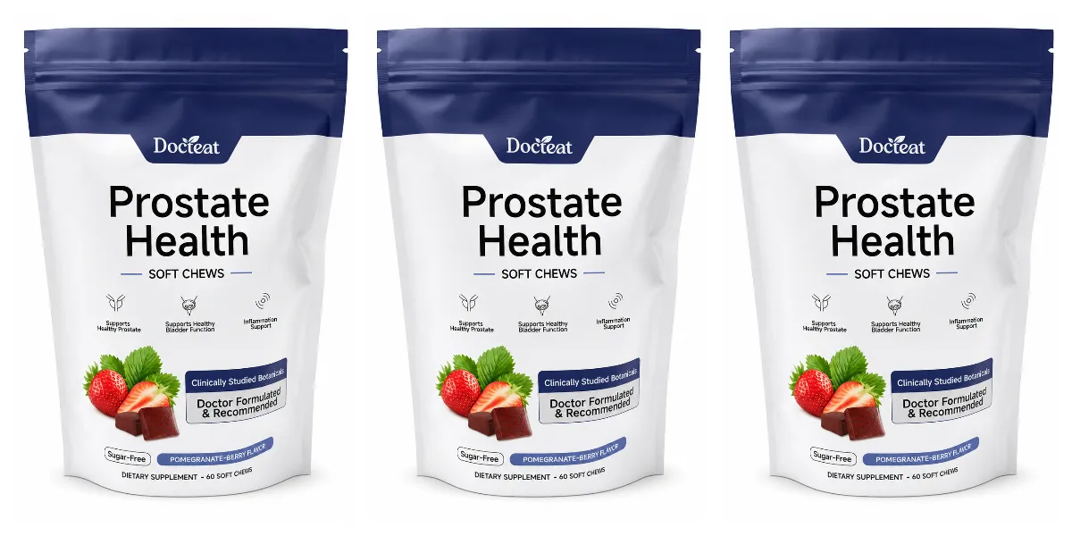 Docteat Prostate Health Soft Chews 60 Count Sugar-Free Pomegranate-Berry Flavor Daily Support with Reishi Extract Zinc Vitamin C — image 9