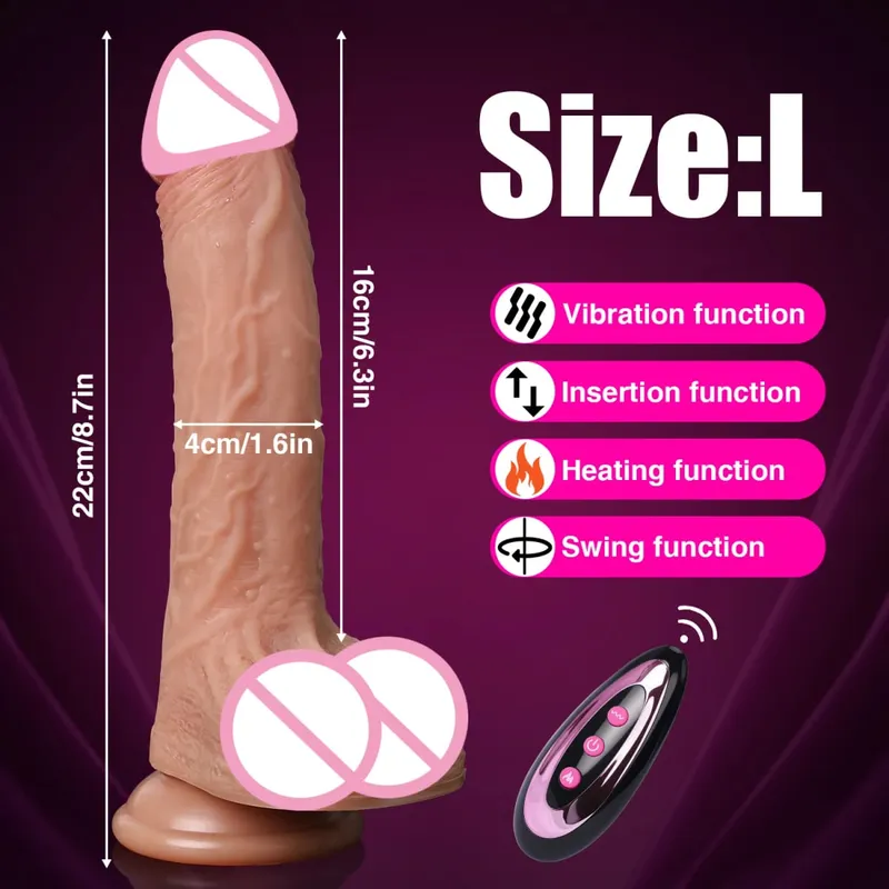 4 in 1 Thrusting Dildo Vibrator Remote Control Heating Tongue Licking Clitoris G-Spot Dick Sex Toys Vagina Adult Female Sex Shop
