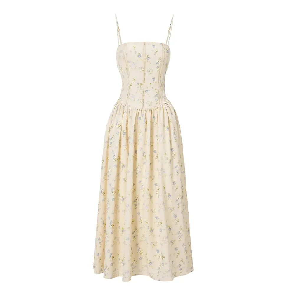 Mingmingxi Women Long Floral Print Spaghetti Strap Maxi Dress Summer Elegant Lace Up Dress Flowy Holiday Party Beach Wear Dress — image 5
