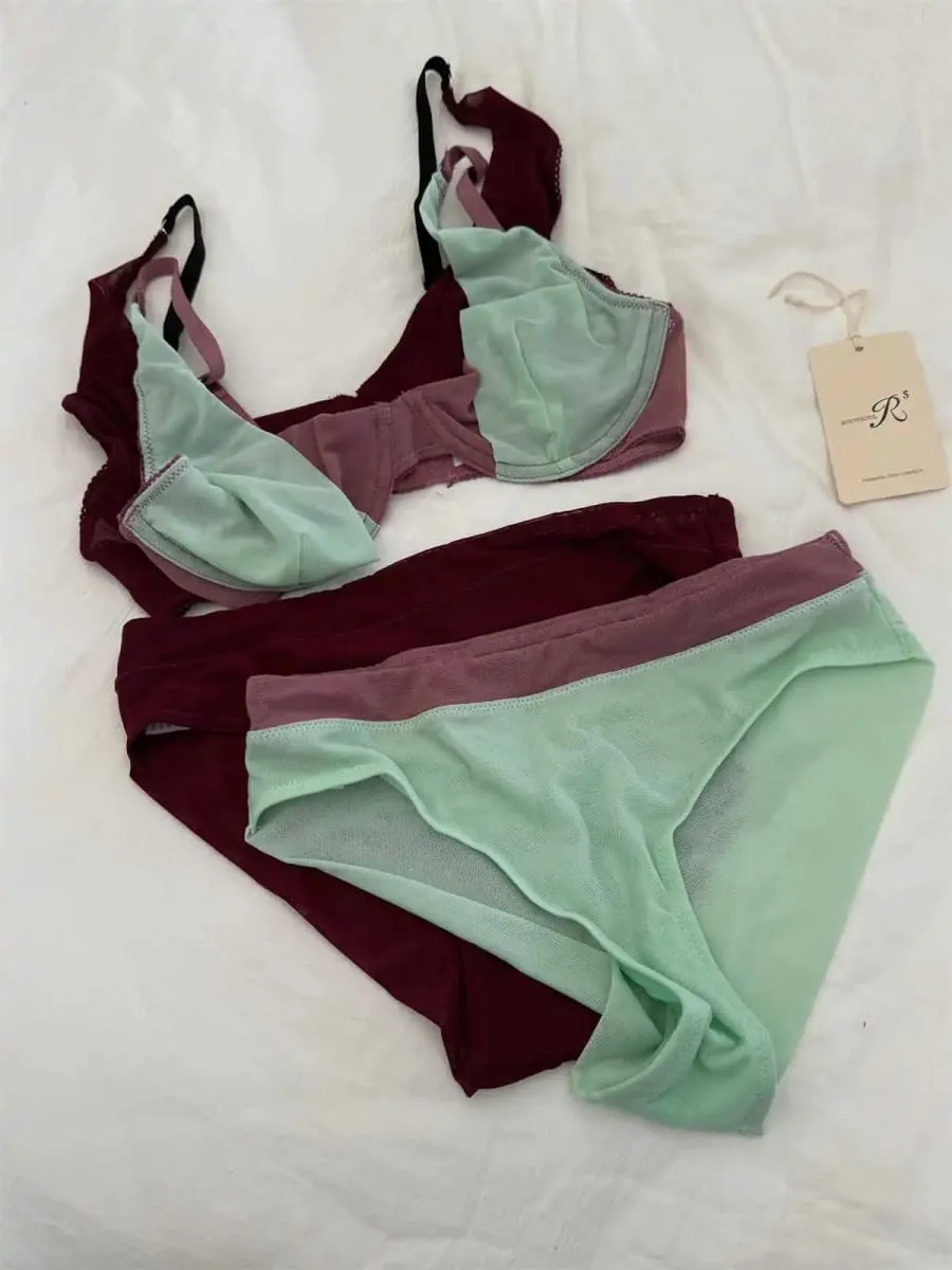Bra French mesh comfortable lingerie with underpants suit small fresh underwear up support large breasts show small bra set — image 5