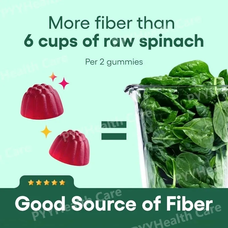 Fiber Gummies for Digestive Health and Regularity - Raspberry Lemon Flavor Natural Chicory Root Prebiotic Fiber - Daily Gummy — image 6