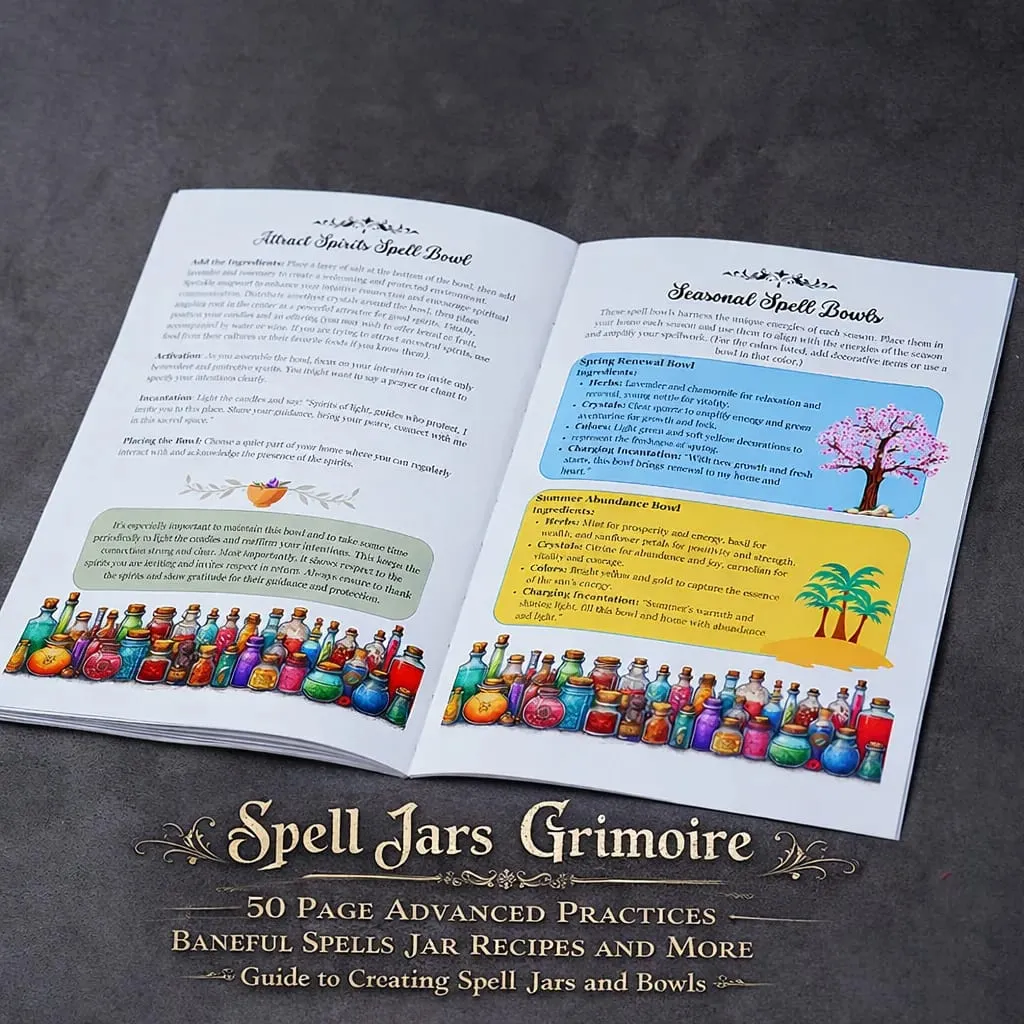77 Pages Witchcraft Grimoire Pages Book of Shadows Kit with Moon Phases Herbal Lore Spells Gothic Dark Academia Witch Journal — image 8