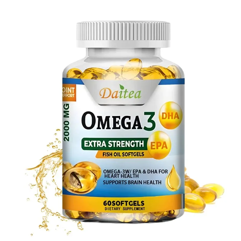 Daitea Omega 3 visolie – EPA & DHA 2000 mg – 60/120 capsules – algehele gezondheid en immuunondersteuning Niet-GMO glutenvrij