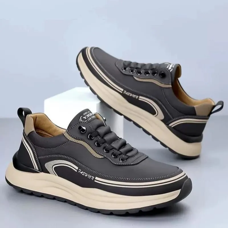 Luxury Men's Sneakers Leather Mens Running Shoes Wear Resistant Non Slip Casual Shoes Soft Sole Men Shoes Comfortable Zapatillas