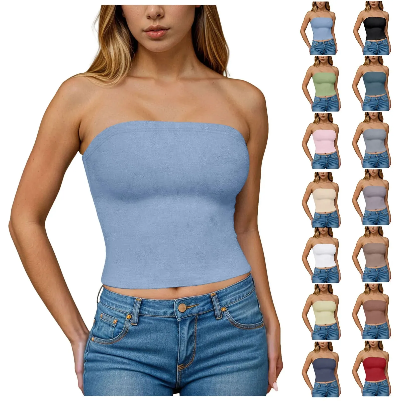 Sexy Off Shoulder Tube Tops Women Strapless Solid Color Backless Bandeau Tops Summer Slim Fit Bottoming Shirts Underwear