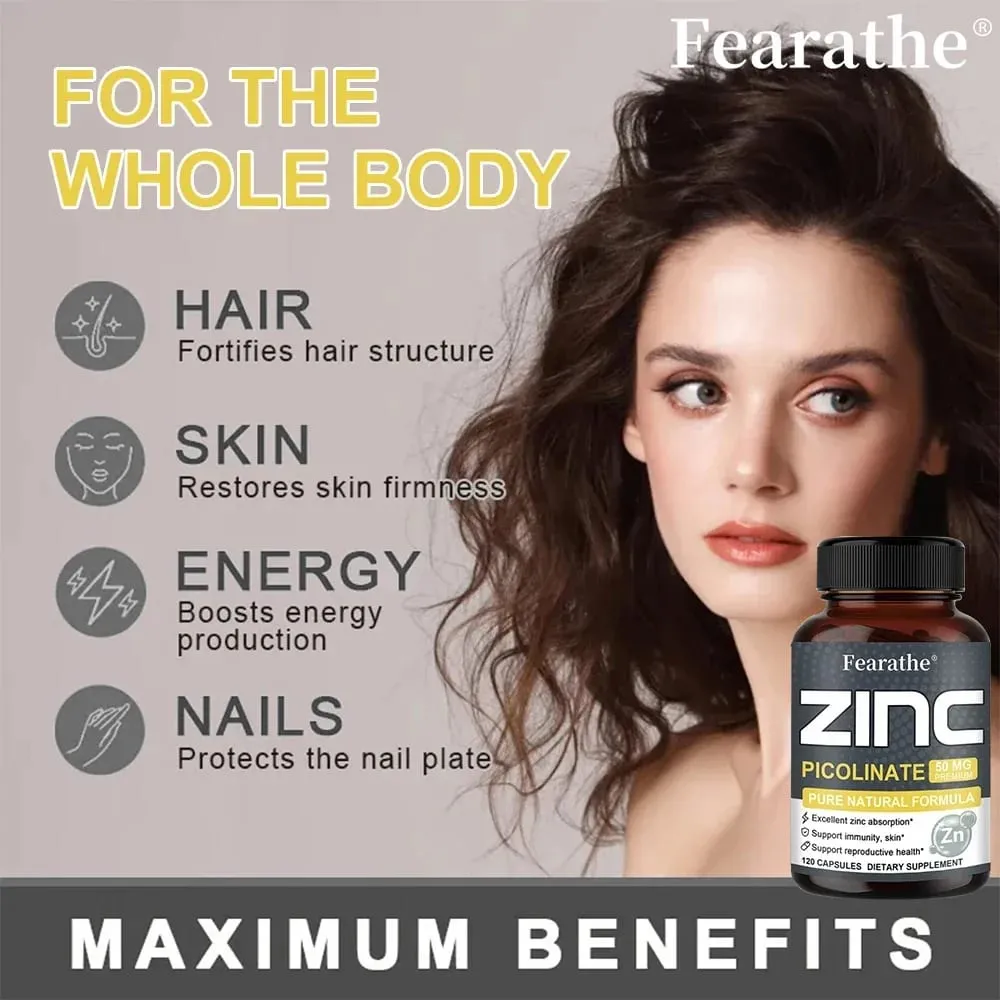 Zinkkapseln 50 mg – natürliches Antioxidans, immunstärkendes Nahrungsergänzungsmittel für Haare, Nägel und Haut, Unisex
