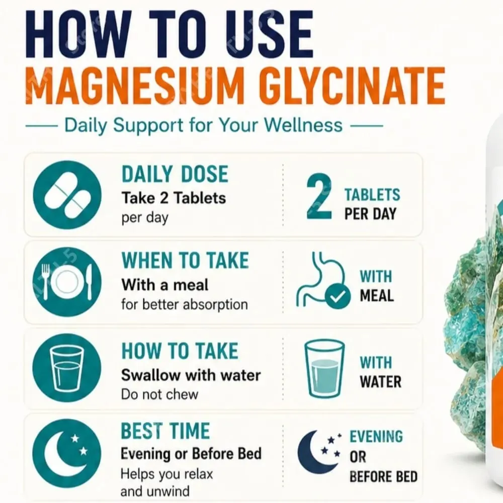 Magnesium Glycinate Supplement 180 Tablets Chelated Bisglycinate Dietary Tablets for Men & Women Gentle Daily Mineral Support — image 4