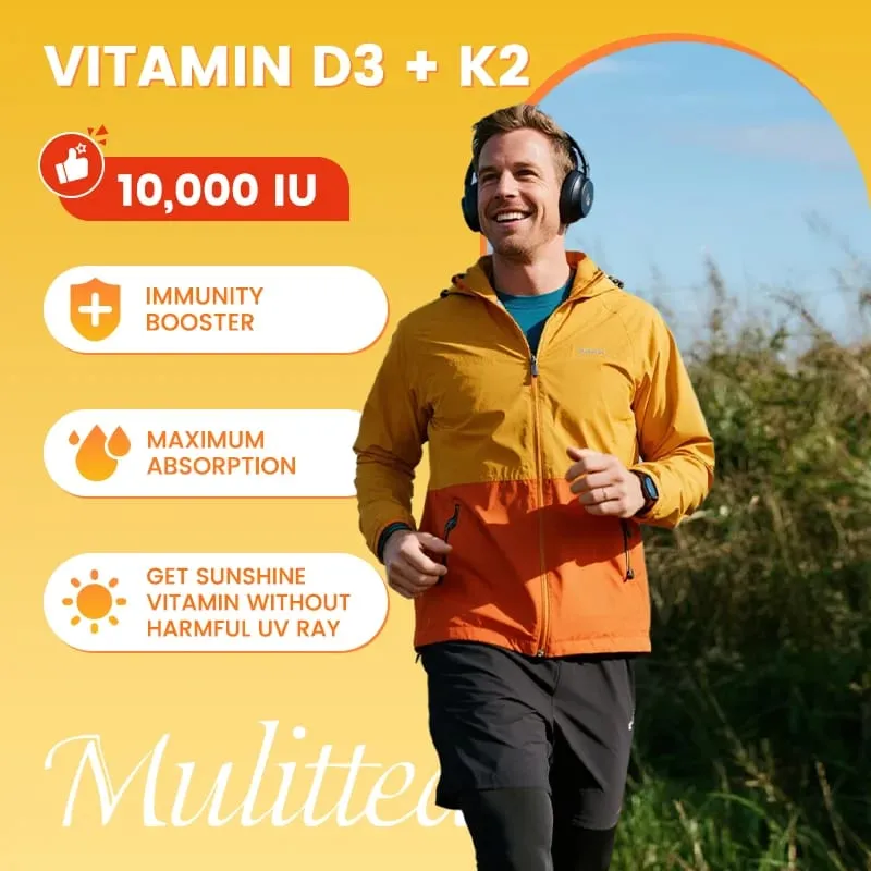 Mulittea Vitamin D3 with 250mcg Vitamin K2 Capsules For Joint Health Boosting Calcium Absorption Hearth Health & Immune Support — image 6