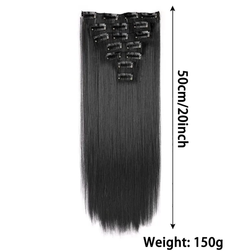 7ชิ้นเต็มหัวคลิปในส่วนขยายของผมเหมาะสำหรับผู้หญิง-20 "/50เซนติเมตรยาวตรงผมสังเคราะห์ที่มี150กรัมรวมปริมาณ — image 5