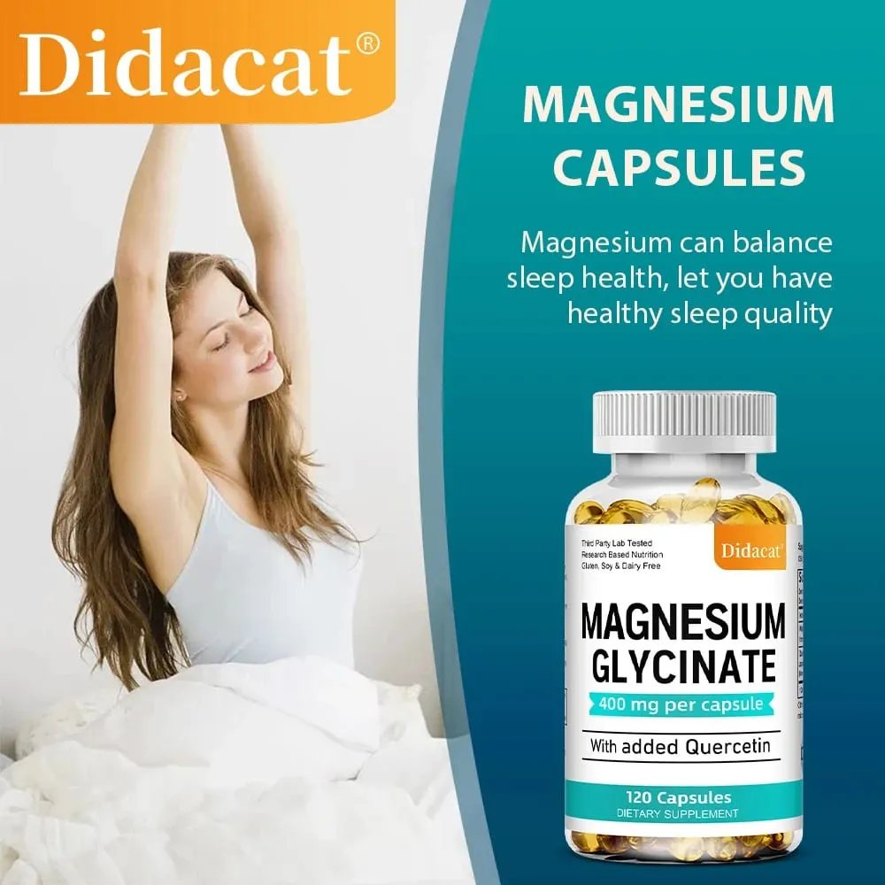 Magnesium Glycinate - med Quercetin Förbättra kardiovaskulär hälsa Minska stress och främja hälsosam sömnmuskeltillväxt — image 3