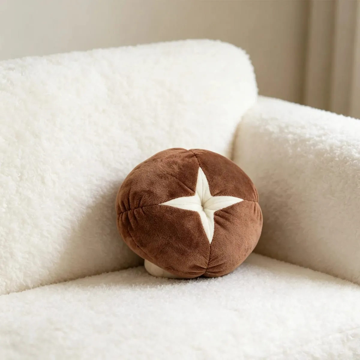 Mushroom Pillow 23.5cm Realistic Food Shape Decorative Cushion for Bed Sofa Nursery Home Kids Room Mushroom Bedroom Decor Fun