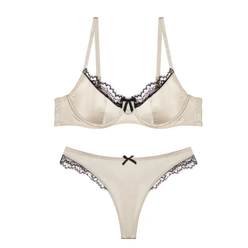 Red Satin Bra Set Dopamine Lingerie for Small Chest Push Up Gathers Anti Sagging Sexy Lace Bralette for Women Pure Sensual — image 1