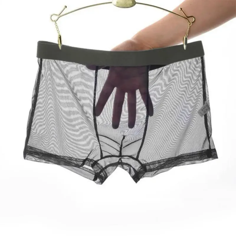 Mga Transparent na Boxer para sa Mga Lalaki na See Through Panlalaking Panloob na Sexy Mesh Low Waist Ice Silk Manipis na Nakakapalamig na Panti ng Lalaki na Panloob na Panloob — image 12