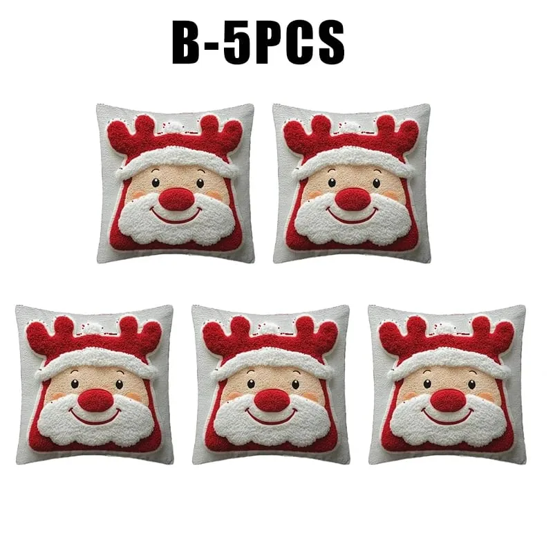 Christmas Character Cushion Cover Snowman Reindeer Digital Print on Stretch Fabric for Festive Home Decor