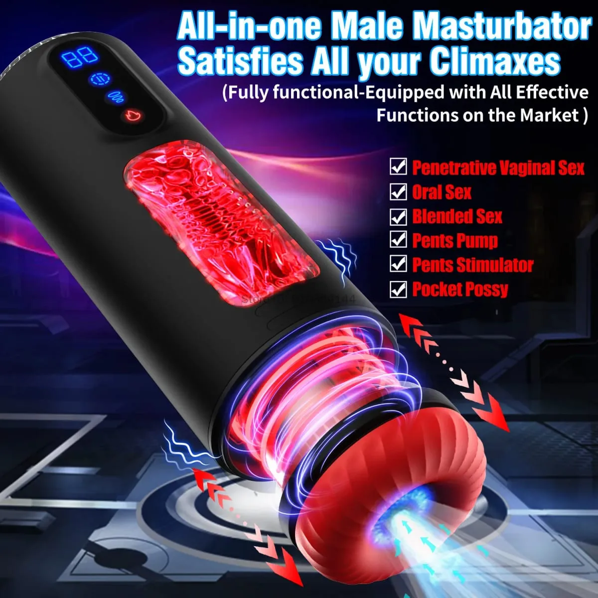Automatic Telescopic Sucking Heating Male Masturbator Realistic Penis Pump Pocket Pussy 9 Vibrating Sex Machine Sex Toys for Men — image 3