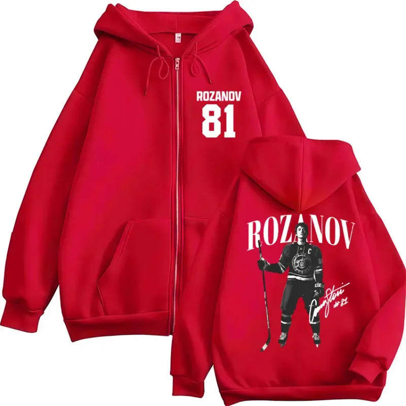 Heated Rivalry Ilya Rozanov 81 Zip Up Hoodies Men Women Vintage Fashion Cardigan Sweatshirt Loose Fleece Casual Coats Streetwear — image 11
