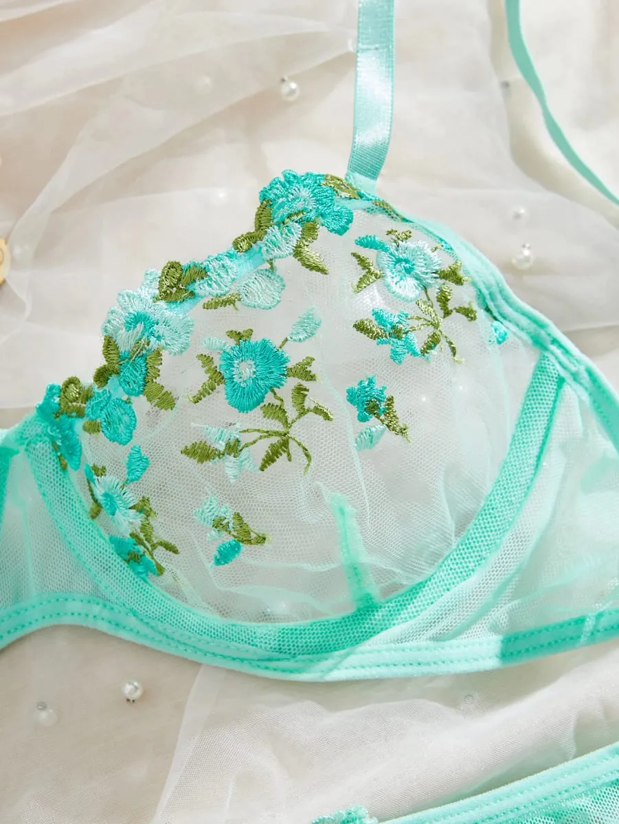 New Multiple Colors Available Embroidory Floral Babydoll Dresses Sexy Lingerie No-pad Bra And Brief Elegant Sleepwear Push Up — image 4
