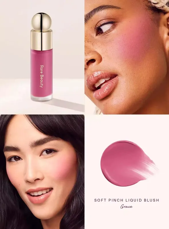 Bộ trang điểm Rare Beauty dạng lỏng nổi bật Giữ ẩm và không bị khô Phấn má hồng dạng kem Lustrous Moist Nature Liquid Blush