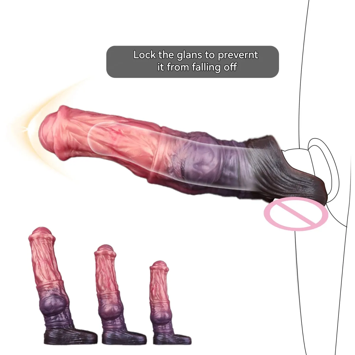 Soft Dog Knot Penis Sheath Fantasy Horse Dildo Sleeve Delay Ejaculation Ring Male Dick Girth Enlarger&Extender Sex Toy — image 2