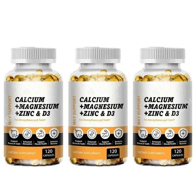 Calcium Magnesium Zinc Softgels Bone & Teeth Support Vitamin D3 Supplement Supports Muscle Health & Immune Function 120 Capsules — image 9