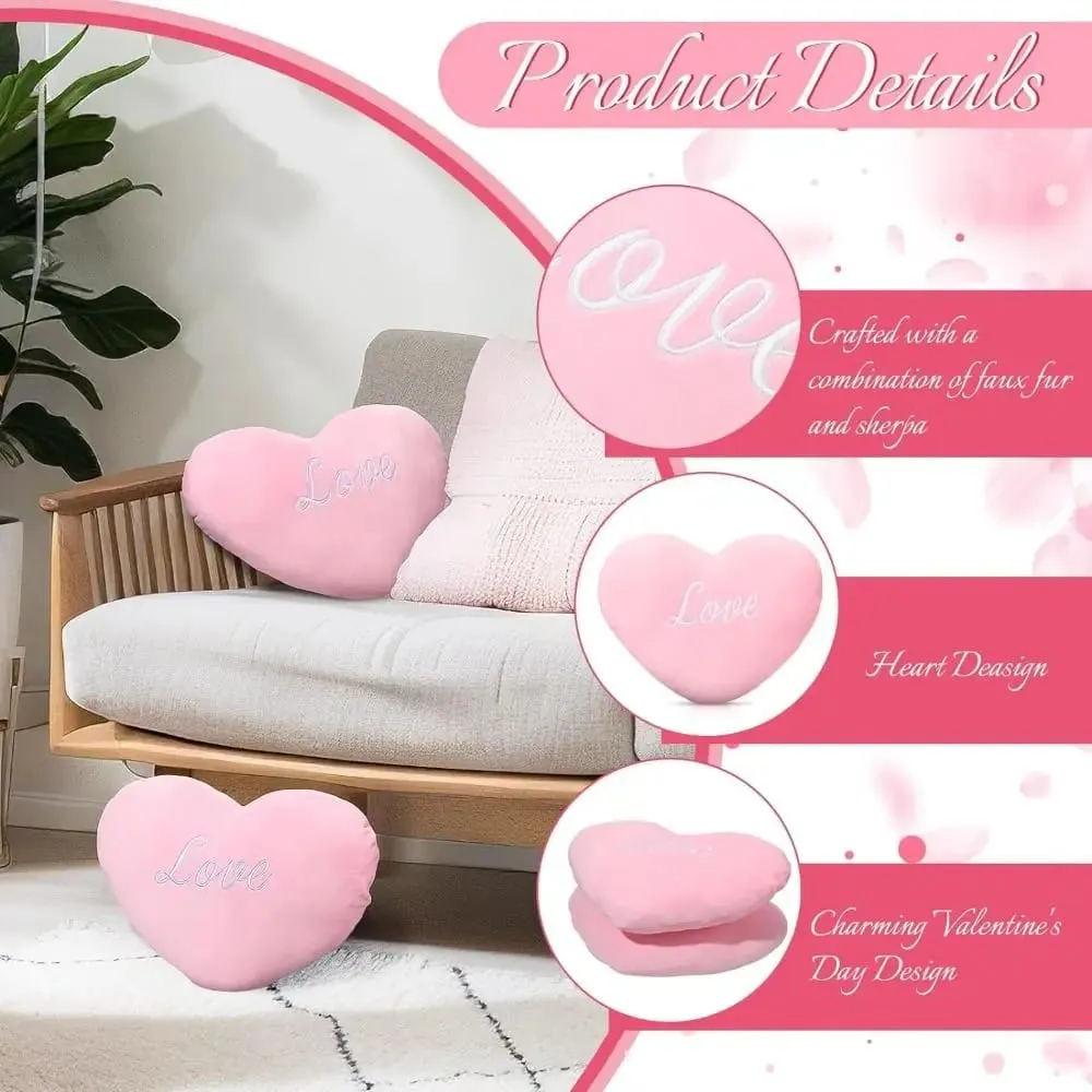 New Heart Shape Heart Pillow Red Color Pink Color Soft Pillow Valentines gift Pillow Home Decorative — image 9