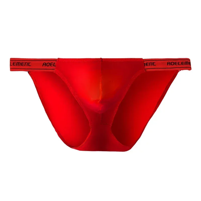 Men's Underwear Solid Color Elastic Tight Sexy Low Waist Ice Silk High Fork Thong Fitness Sports Comfortable Triangle Shorts — image 26