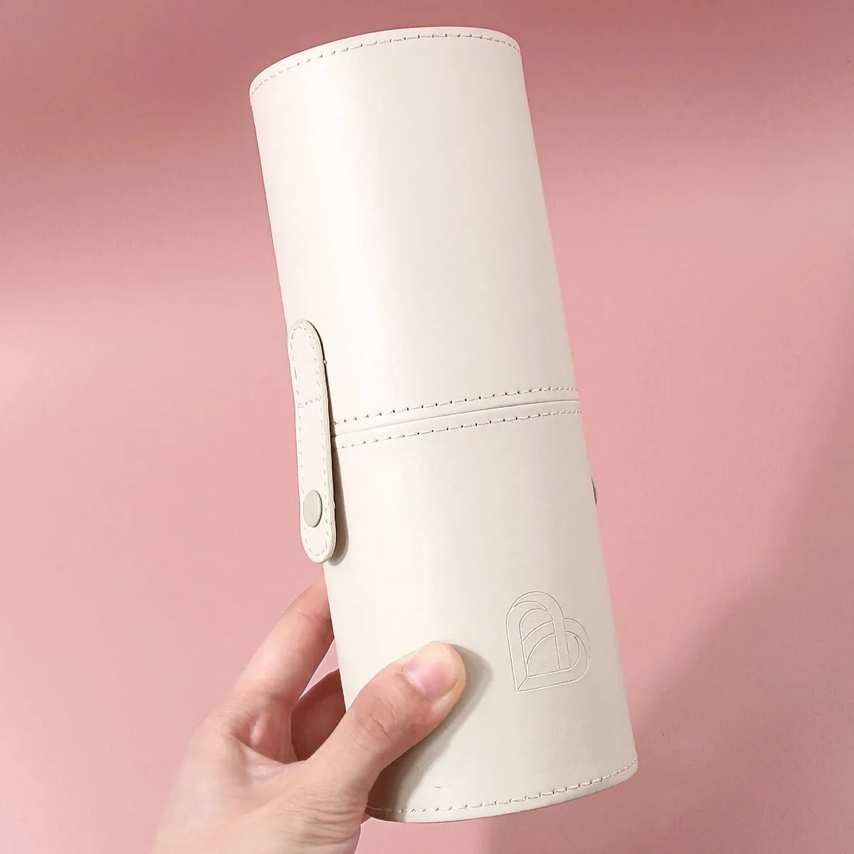 1PC Cylindrical Makeup Brush Holder PU Leather Cosmetic Storage Box Waterproof Dustproof Portable Makeup Brushes Organizer Trave — image 5