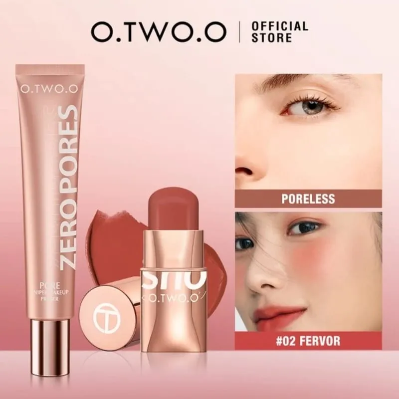 O.TWO.O Set di 2 pezzi per il trucco Multi rossetto, fard, primer per il viso, base per il trucco, controllo dell'olio, trucco leggero e impermeabile per le donne — image 8