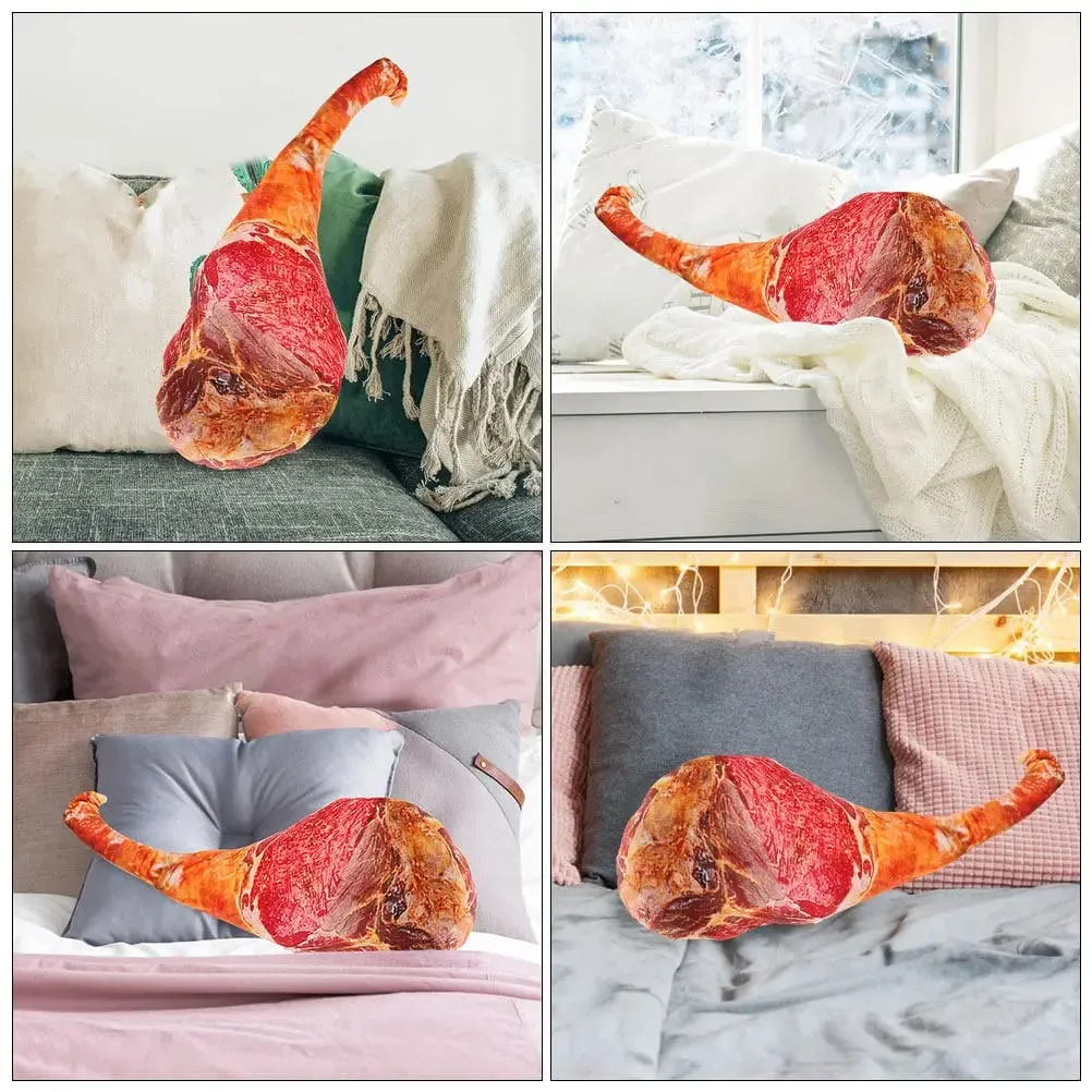 3D Ham Design Pillow Comfortable Cushion for Living Room Bedroom Nap Funny Decorative Meat Shape Throw — image 5