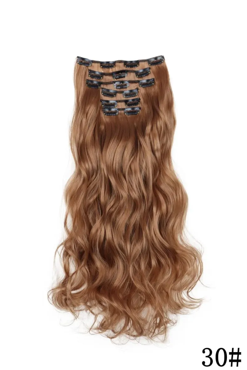 Black Hair Extensions 6pcs/set Women Long Straight Synthetic Full Head Clip 16Clips Ombre Heat Resistant Fiber Hair Kpop Cosplay — image 24