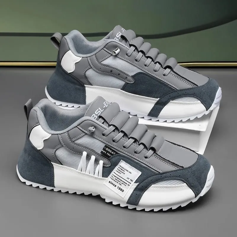 1pair Vintage Style Men'S Breathable Mesh Thick Sole Dad Sneakers - Casual Sports Running Shoes with Lace-Up Closure Faux & Fab — image 4