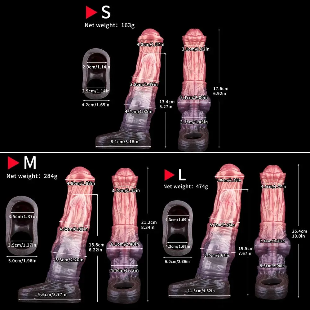 Fantasy Long Horse Penis Sleeve Silicone Big Knot Cock Cover Reusable Condom Sex Toys For Adult Men Dick Extender Sexy Shop — image 2