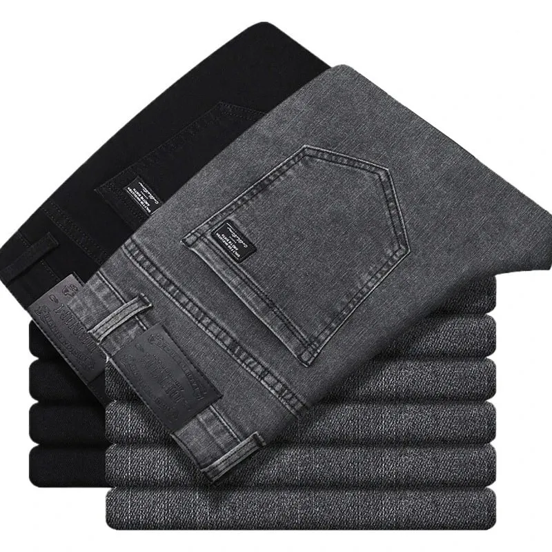 Men's New Stretch Straight Jeans Business Versatile Trendy Youth Casual Regular Long Pants for Spring Autumn Male Denim Trousers — image 1