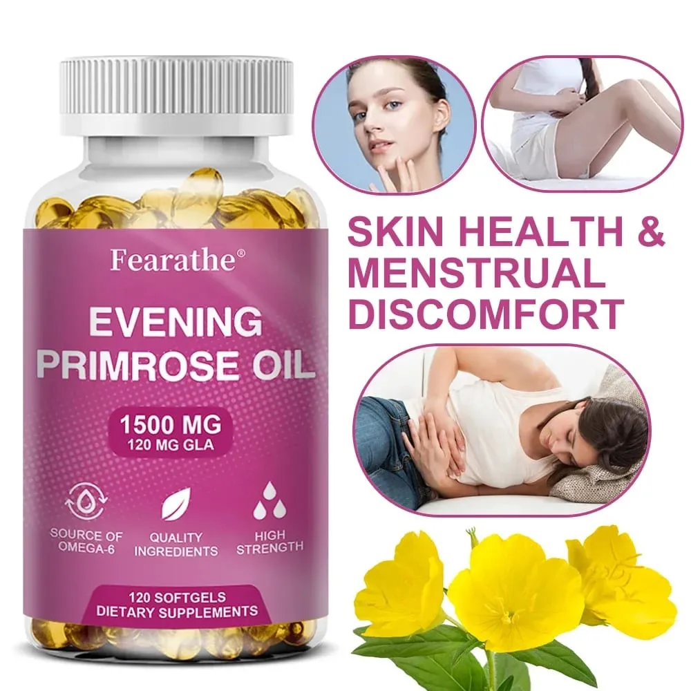 Evening Primrose Oil Supplement Capsules 1500 Mg * 120 Capsules - Supports Hormonal Balance — image 1