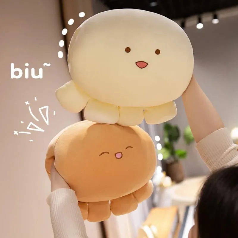 35cm Bantal Mewah Sotong Lembut Sumbat Bentuk Bola Haiwan Akuatik Tangan Hangat dengan Lubang Lebih Panas Muka Comel Plushie Sokongan Belakang — image 4