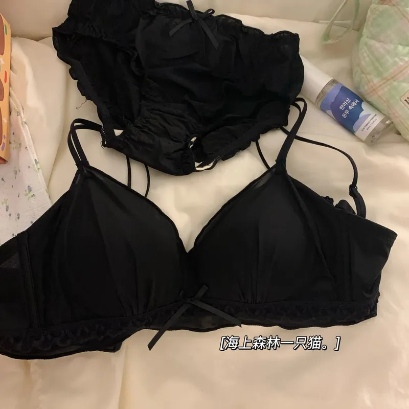 Women's French Ruffle Bralette Set | Wirefree Push Up with Silk Touch Thin Cups for Small Chest | Sweet & Trendy MOYISU Bra S-XL — image 13