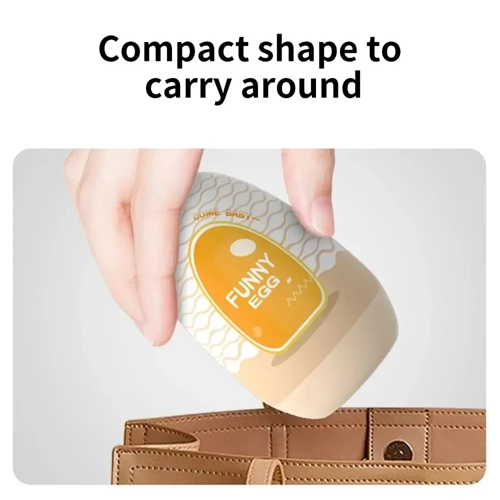 New Egg-Shaped Portable Male Masturbator Made of Soft Rubber with Realistic Vagina Texture Design Penis Massage Adult Sex Toy